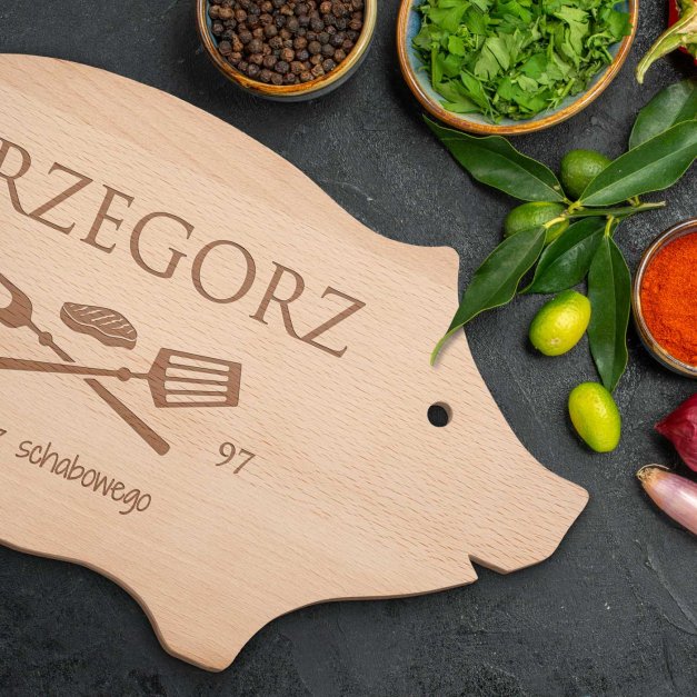 Deska do krojenia świnka z grawerem dla niego na urodziny
