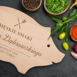 Deska do krojenia świnka z grawerem dla taty