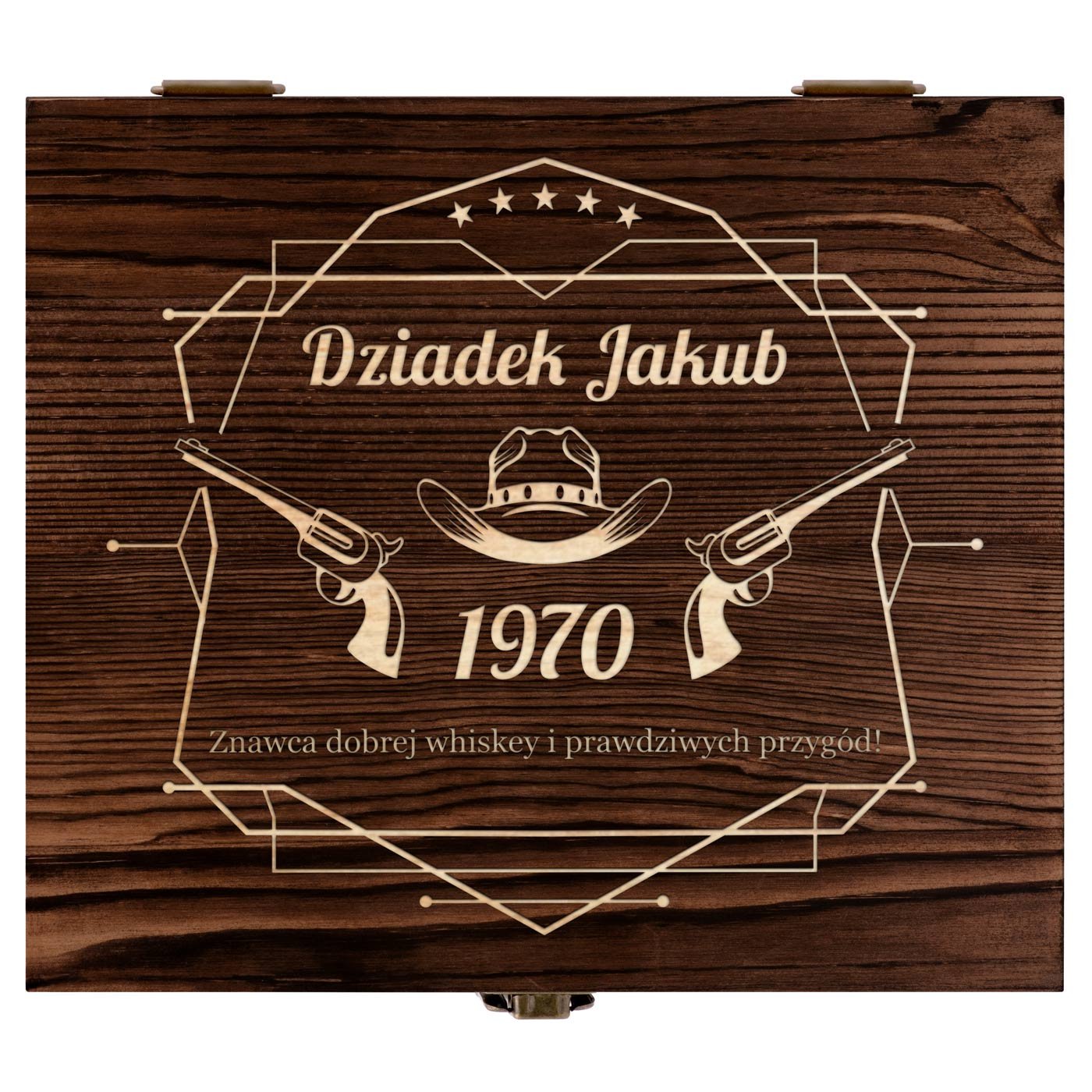 Kamienie do whisky kostki ze szklankami w drewnianym pudełku z grawerem dla dziadka na urodziny