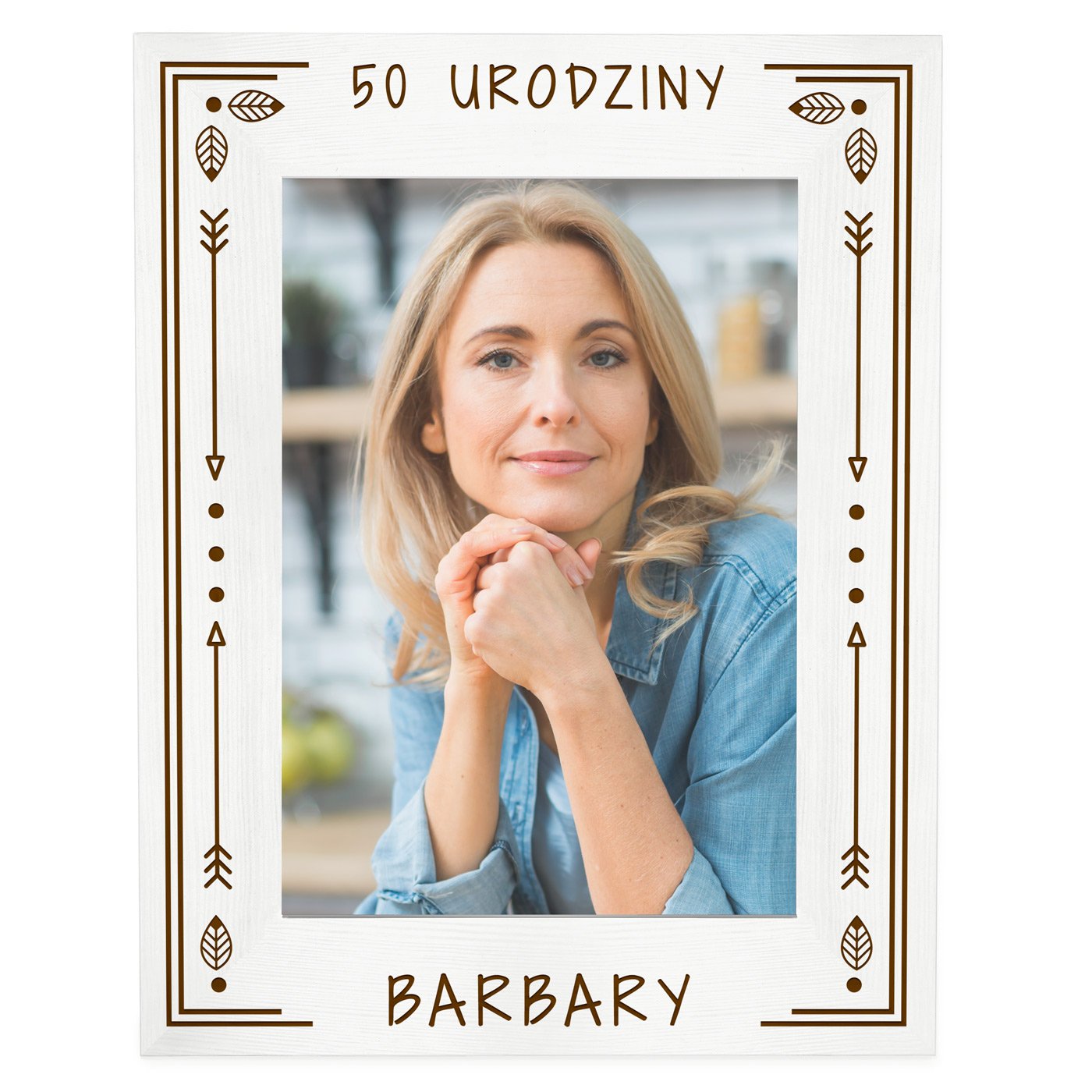 Ramka biała na zdjęcie z grawerem dla niej na 50 urodziny
