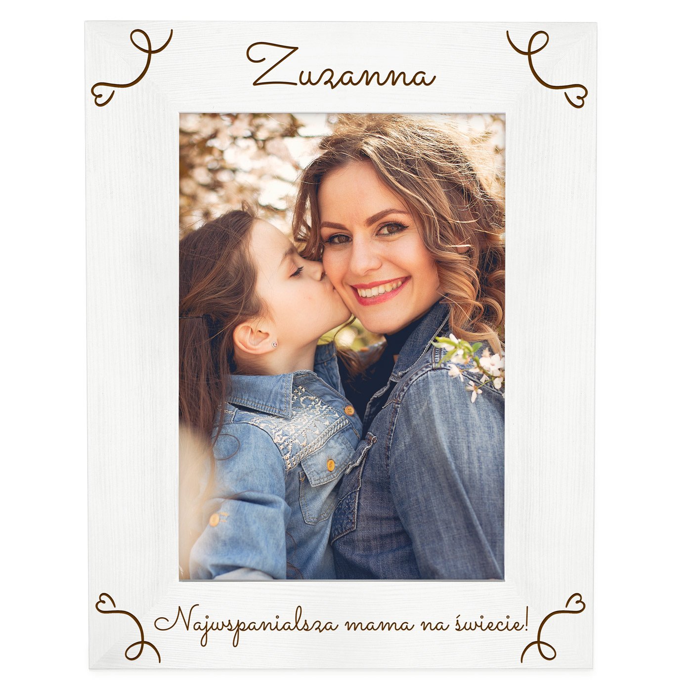 Ramka biała na zdjęcie z grawerem dla mamy