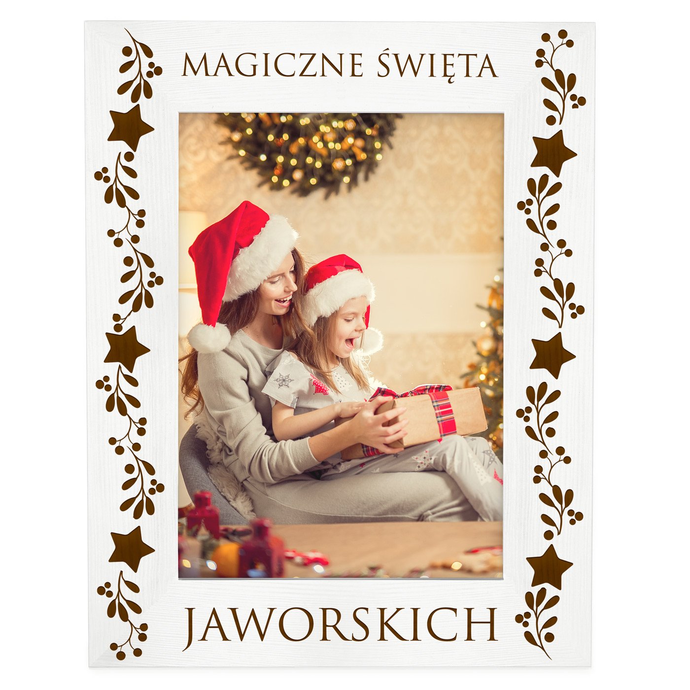 Ramka biała na zdjęcie z grawerem dla pary na święta