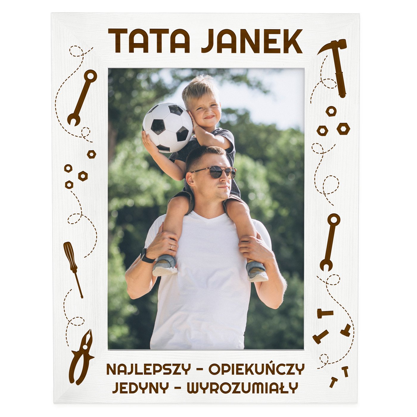 Ramka biała na zdjęcie z grawerem dla taty