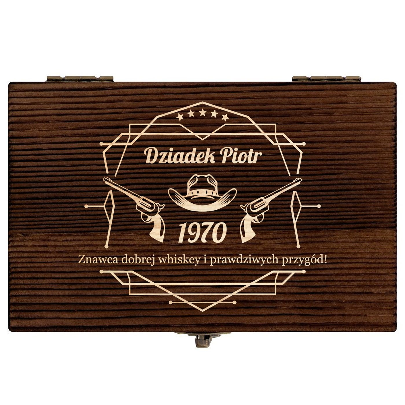 Kamienie do whisky kostki w drewnianym opakowaniu z grawerem dla dziadka na urodziny