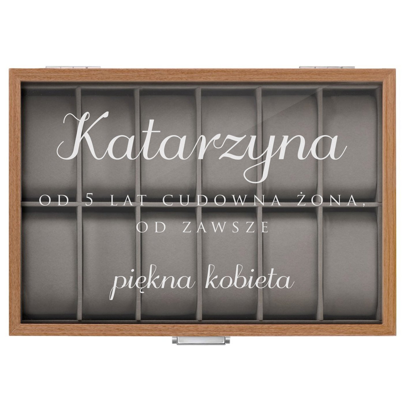 Szkatułka drewniana kuferek na zegarki z grawerem dla żony na 5 rocznicę