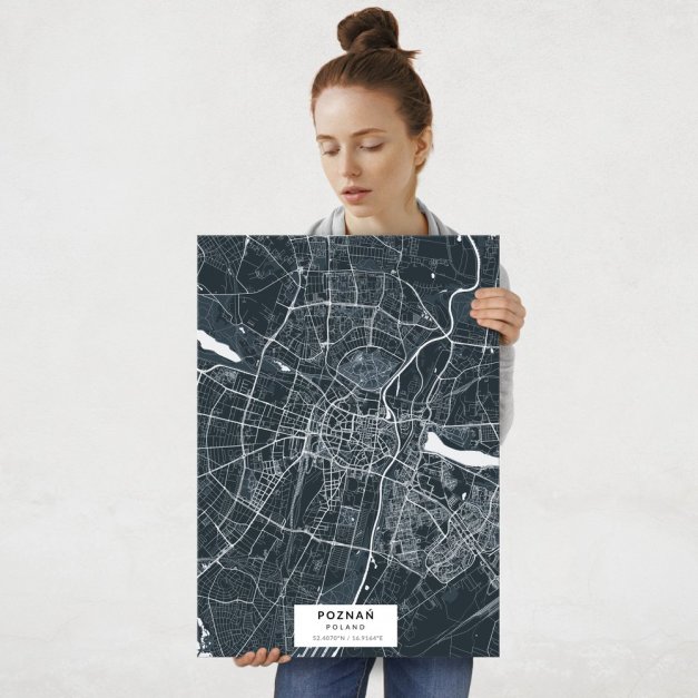 Plakat metalowy Mapa Navy Poznań L