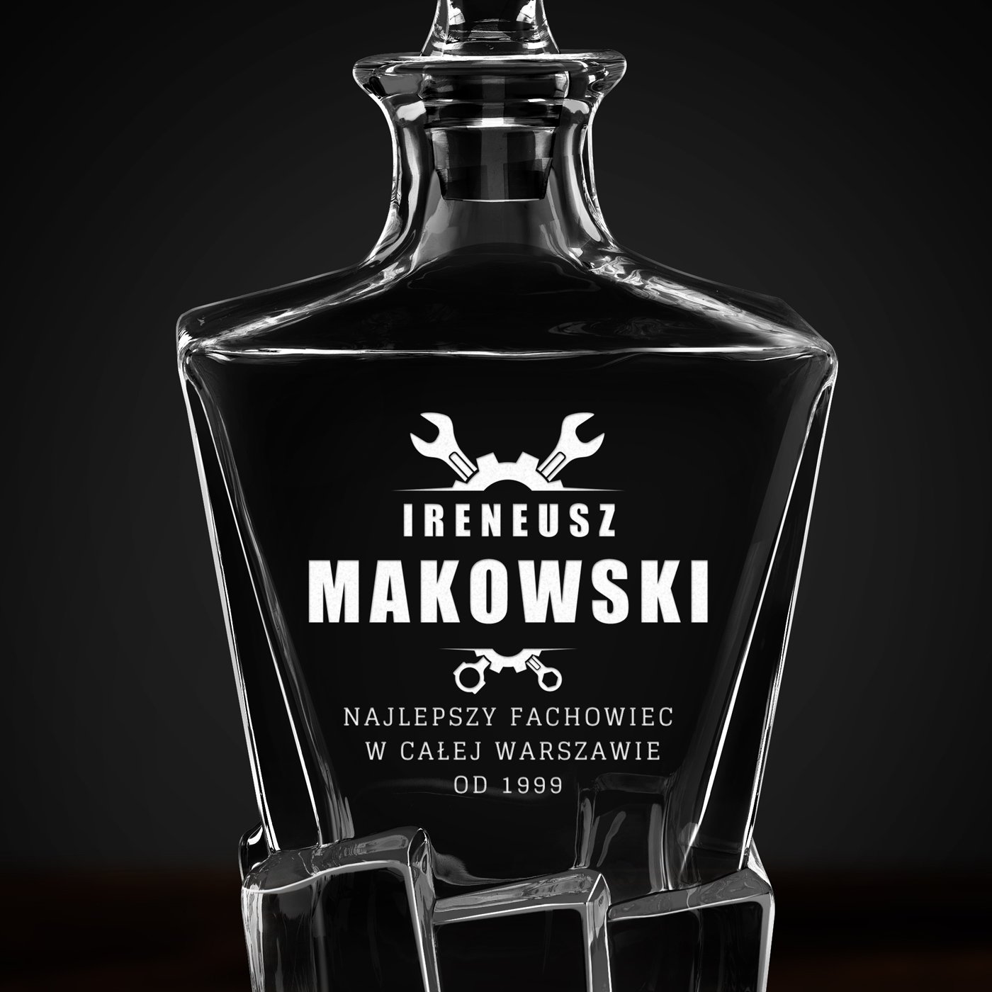Karafka Ice Blink z grawerem dla majsterkowicza inżyniera mechanika na urodziny