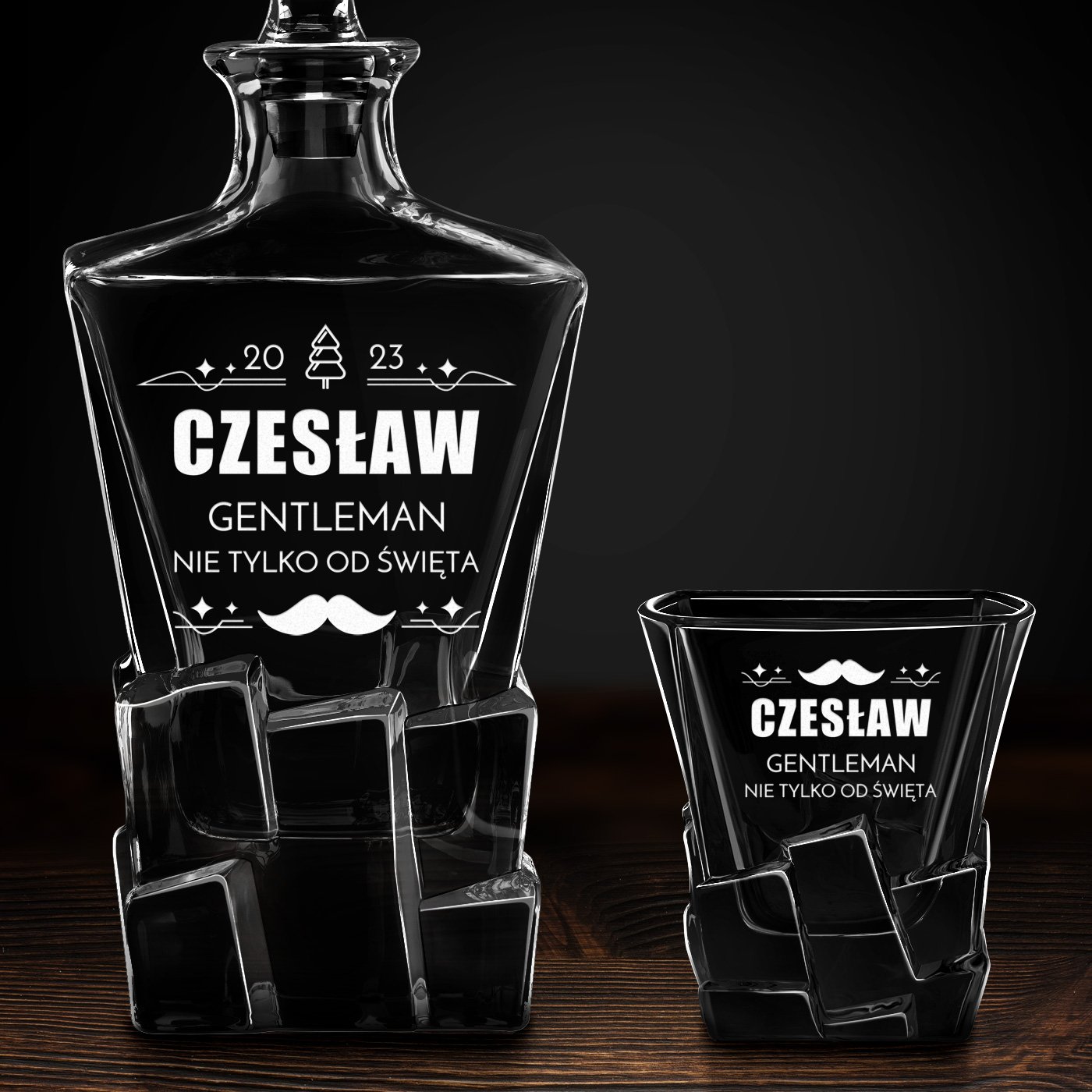 Karafka Ice Blink i 4 szklanki z grawerem dla gentlemana na święta