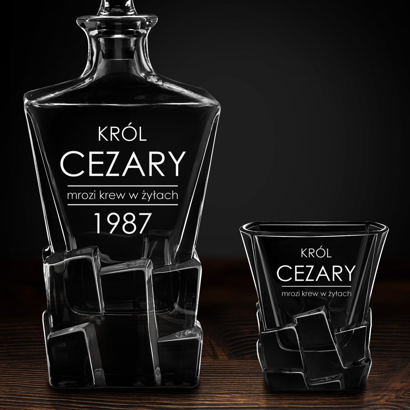 Karafka Ice Blink i 2 szklanki z grawerem dla konesera whisky na urodziny