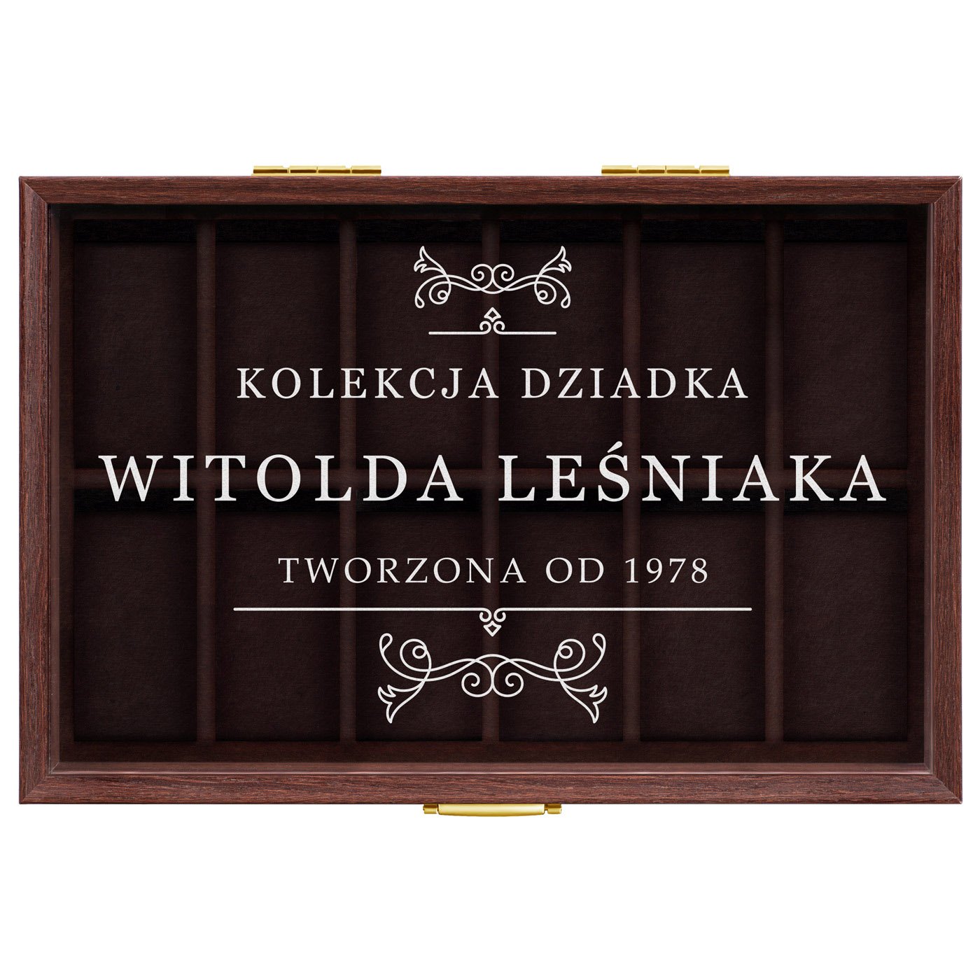 Szkatułka brązowa na zegarki z grawerem dla dziadka na urodziny