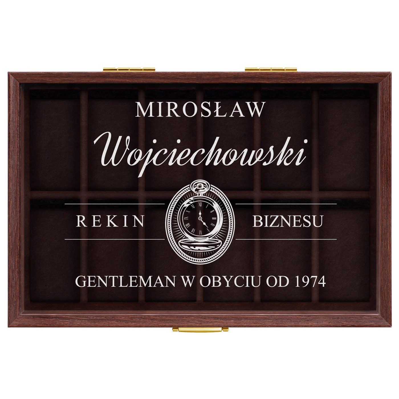 Szkatułka brązowa na zegarki z grawerem dla gentlemana na urodziny