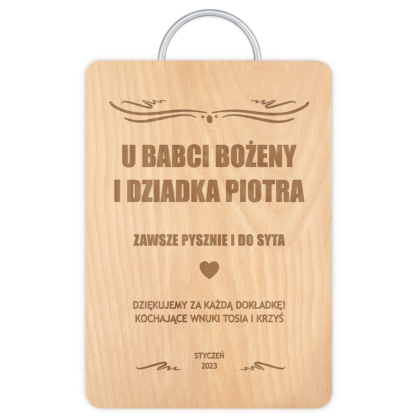 Deska drewniana prostokątna z grawerem dla dziadków na Dzień Babci i Dziadka
