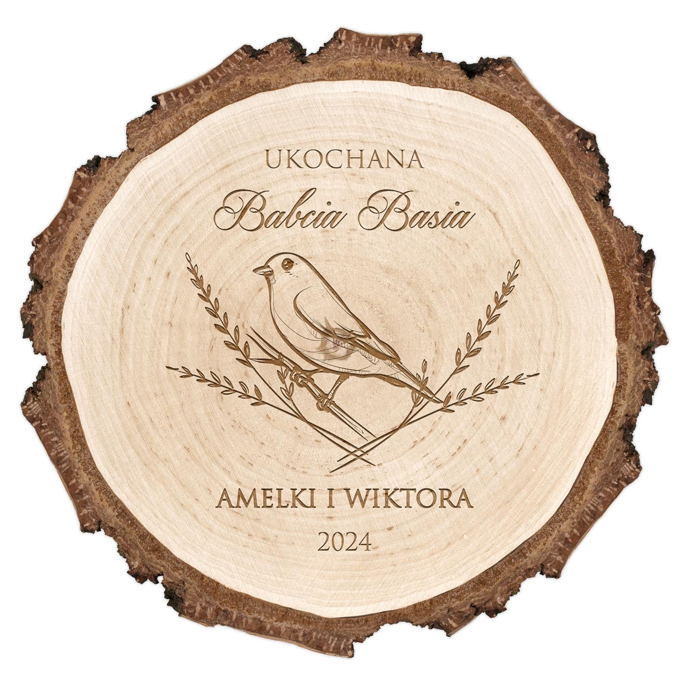 Plaster drewna z grawerem dla babci