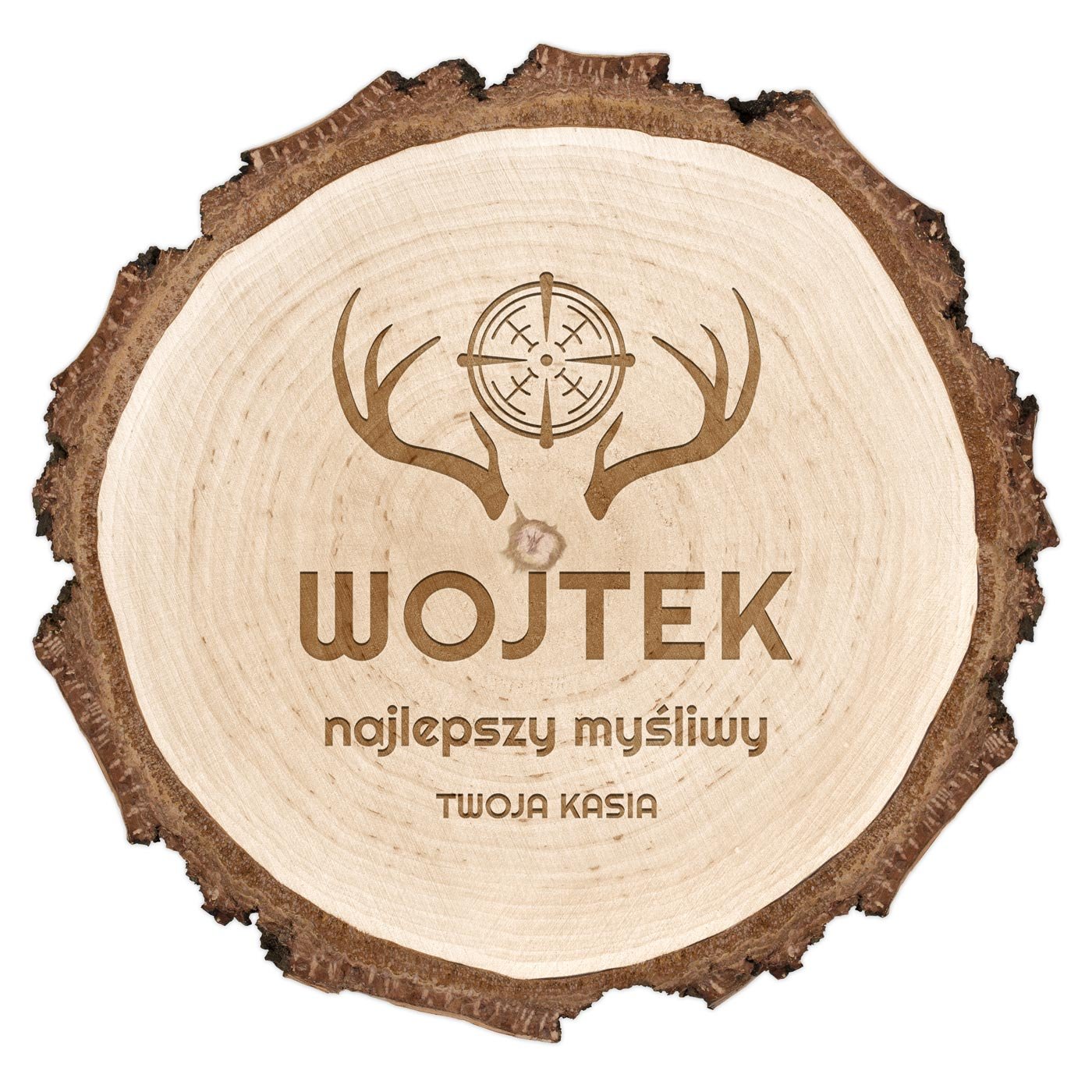 Plaster drewna z grawerem dla myśliwego