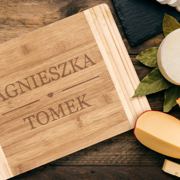 Deska bambusowa do krojenia z grawerem dla pary na ślub rocznicę parapetówkę