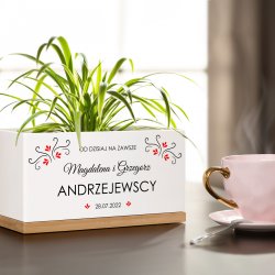 Personalizowana doniczka prostokątna z napisem dla pary na ślub