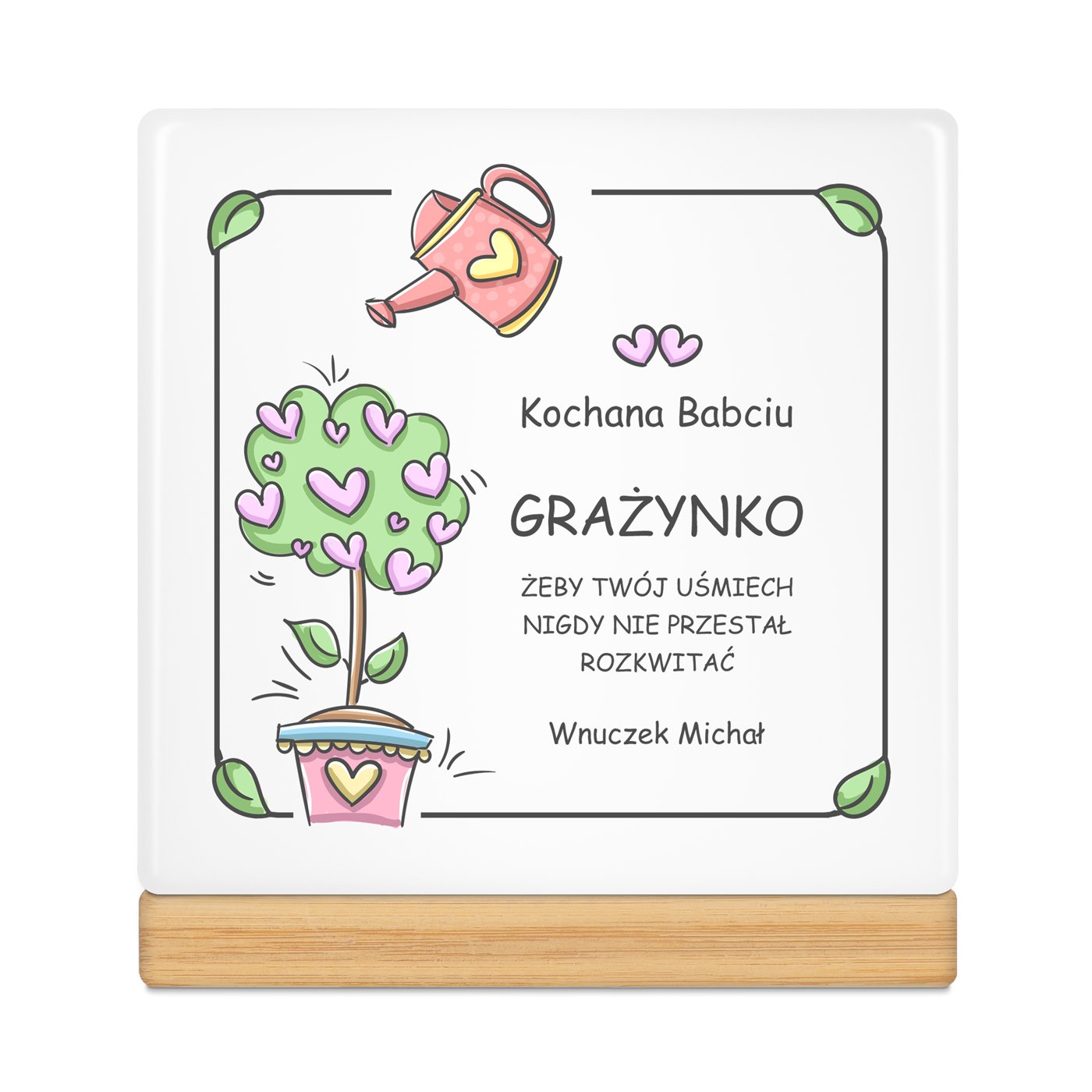 Personalizowana doniczka kwadratowa z napisem dla babci