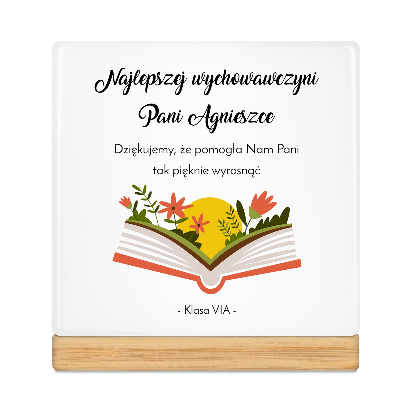 Personalizowana doniczka kwadratowa z napisem dla wychowawczyni nauczycielki na Dzień Nauczyciela