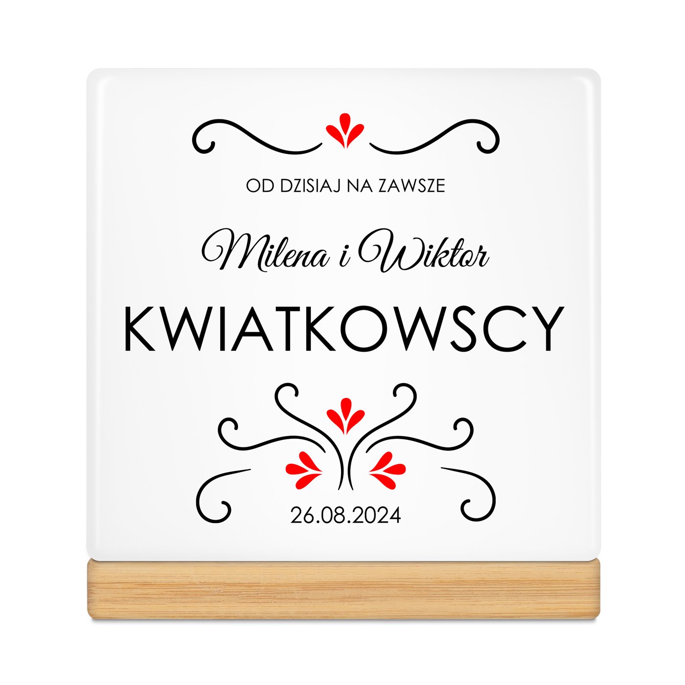 Personalizowana doniczka kwadratowa z napisem dla pary na ślub