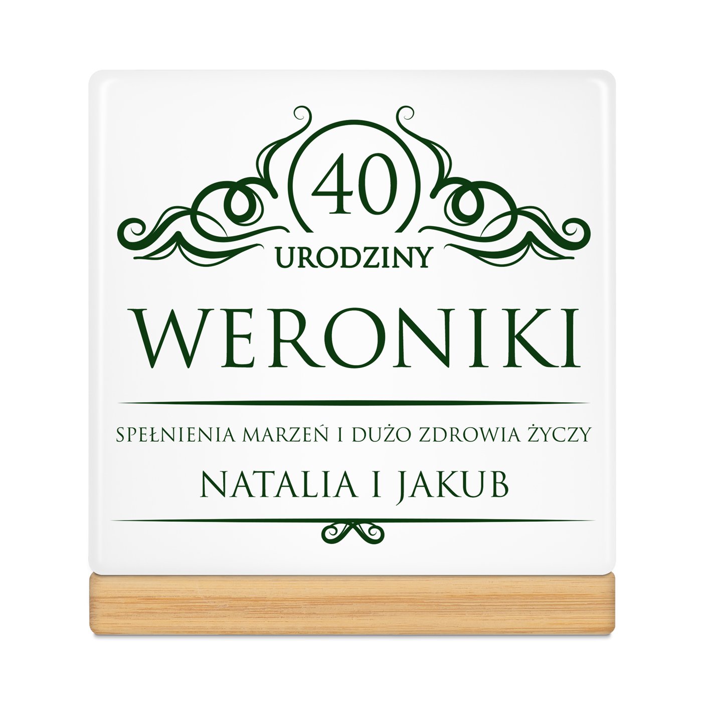 Personalizowana doniczka kwadratowa z napisem dla niej na 40 urodziny