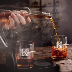 Karafka karabin 4 szklanki zestaw z grawerem inicjał nazwisko dla niej dla niego
