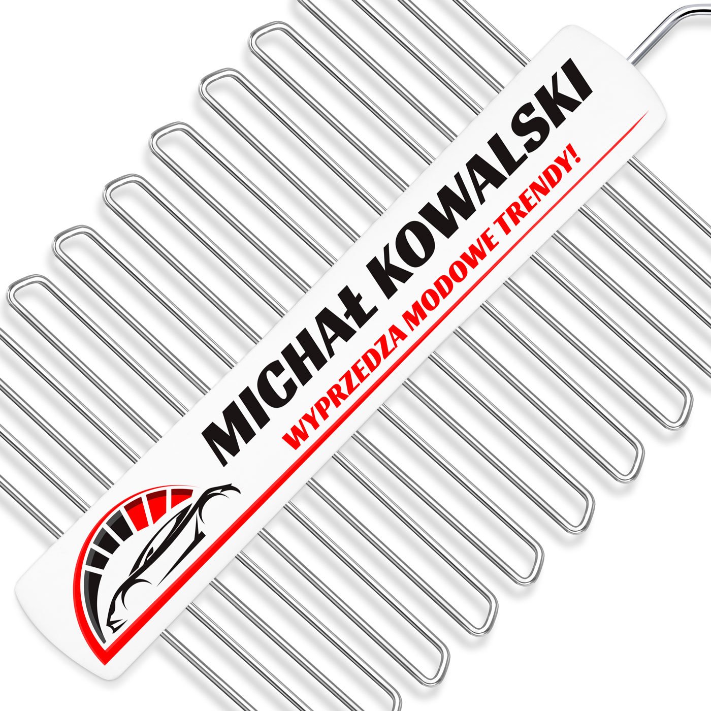 Wieszak biały na krawaty z nadrukiem dla fana motoryzacji kierowcy