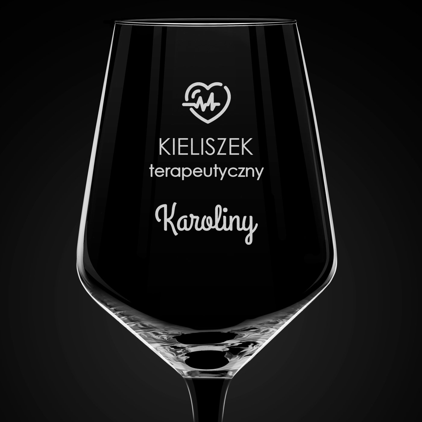 Kieliszek rubin z czarną nóżką z grawerem dla singielki