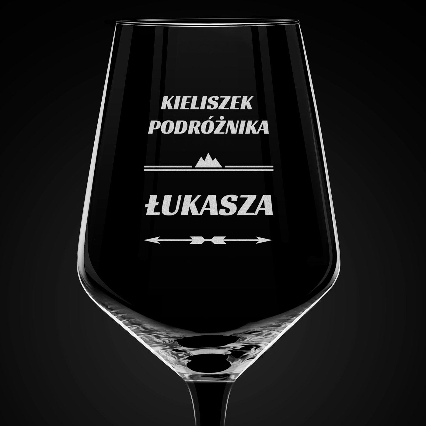 Kieliszki rubin z czarną nóżką x6 z grawerem dla podróżnika