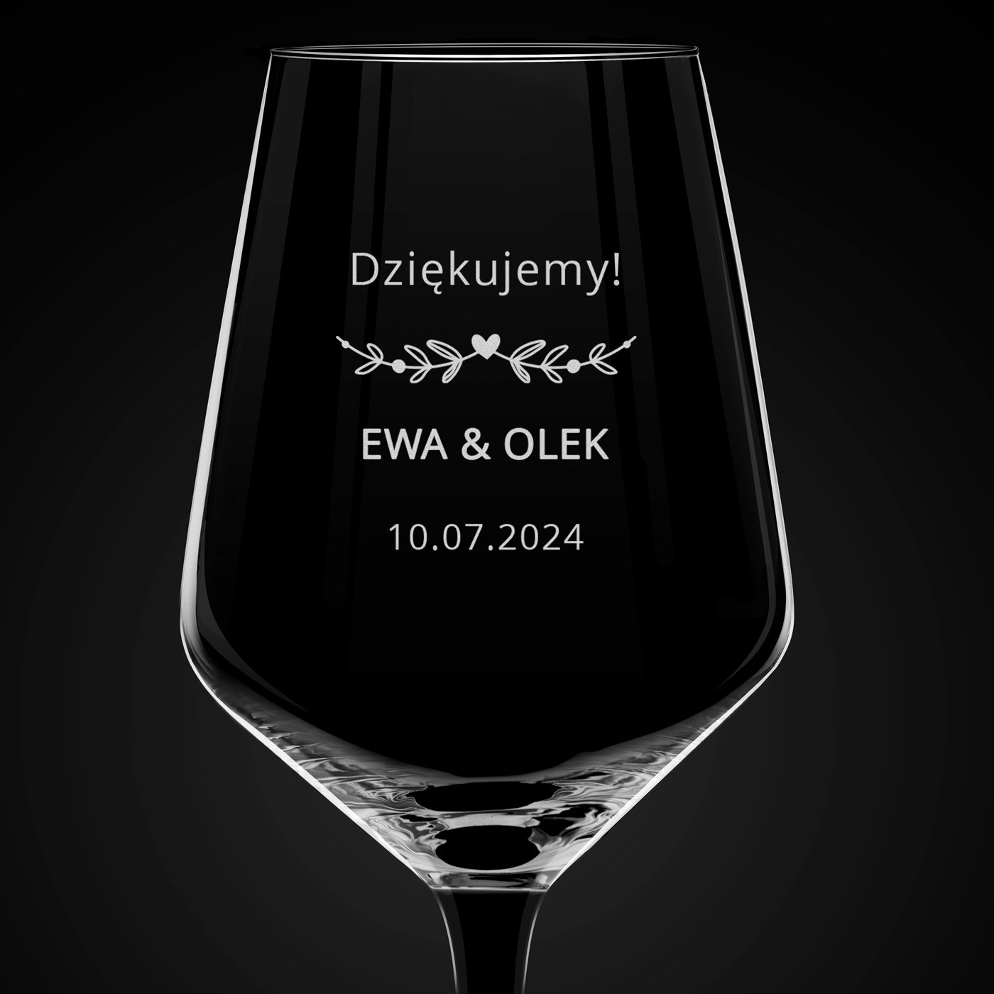Kieliszki rubin z czarną nóżką x6 z grawerem dla rodziców jako podziękowanie ślubne