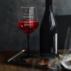 Kieliszki rubin z czarną nóżką x6 z grawerem dla rodziców na święta