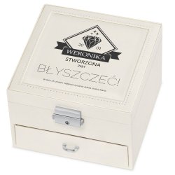 Szkatułka kremowa na biżuterię z nadrukiem dla siostry na 25 urodziny