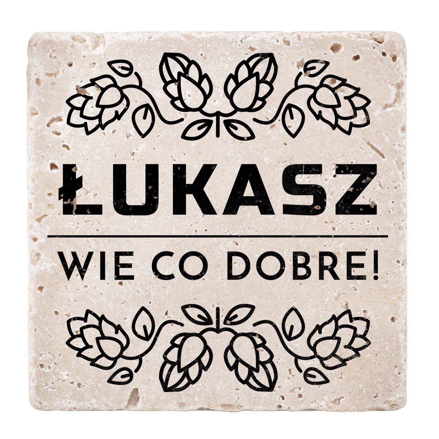 Kamienne podkładki pod kubek z nadrukiem – zestaw x4 dla piwosza na imieniny
