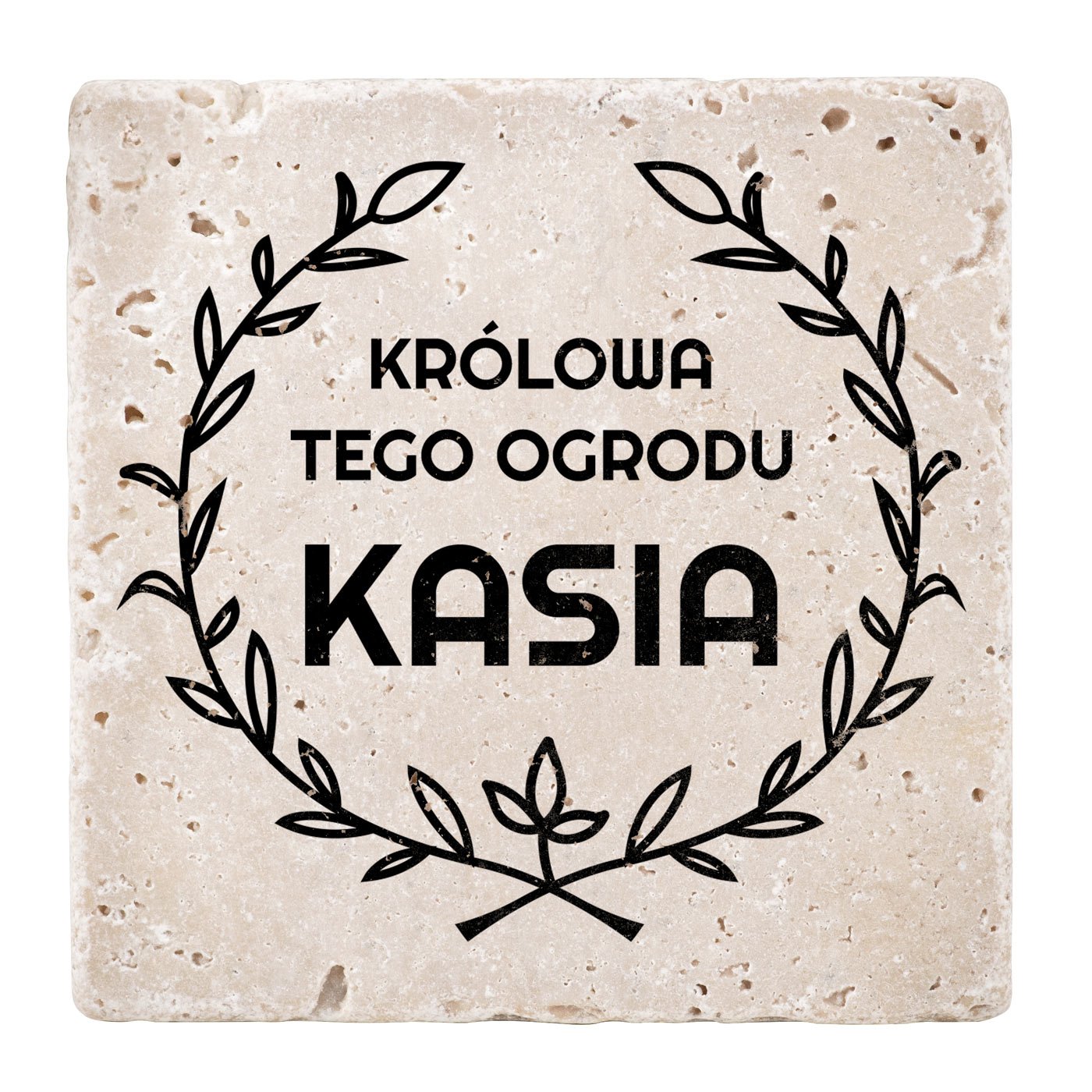 Kamienne podkładki pod kubek z nadrukiem – zestaw x4 dla niej ogrodnika na imieniny