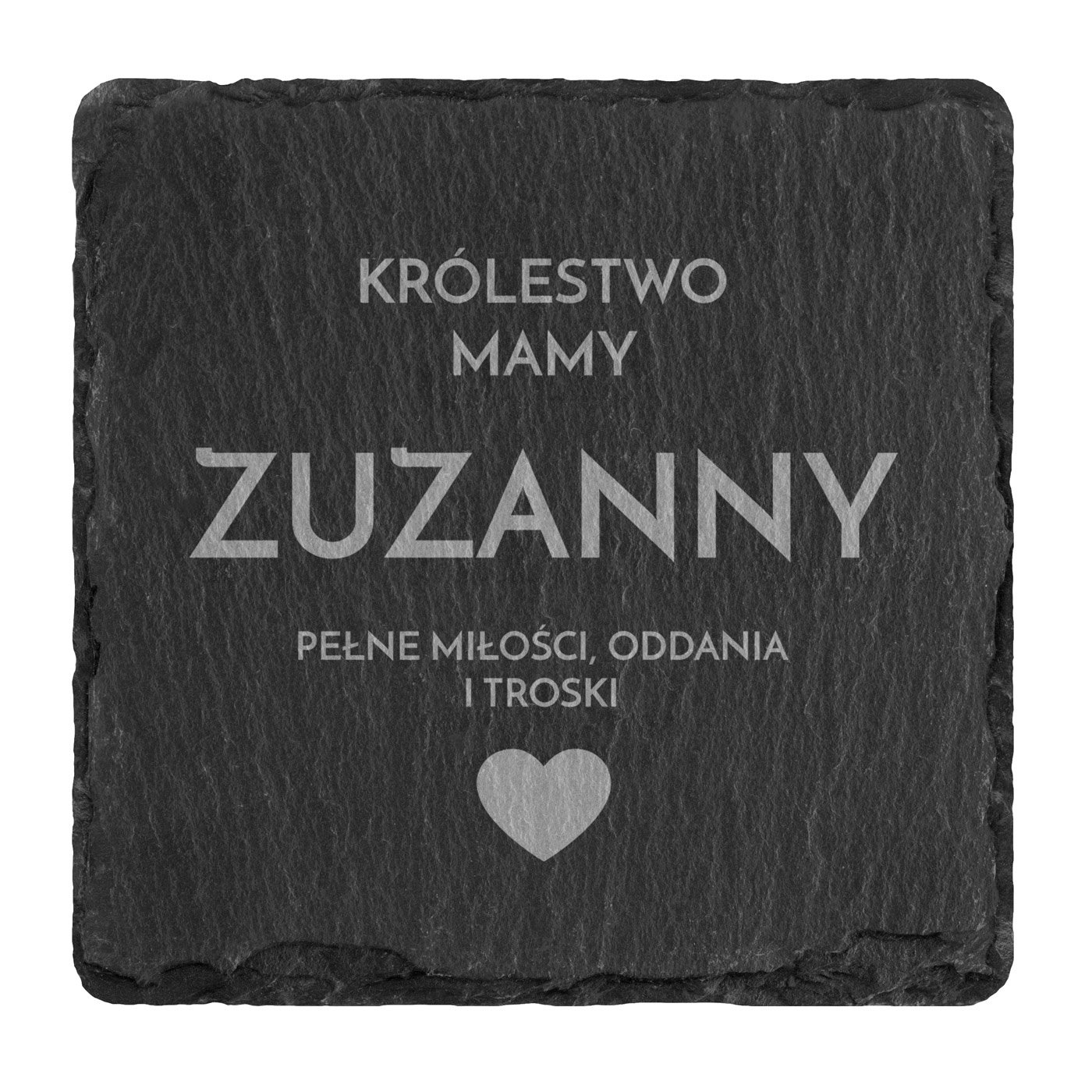 Kamienne podstawki pod kubek grafitowe z grawerem - zestaw x4 dla mamy