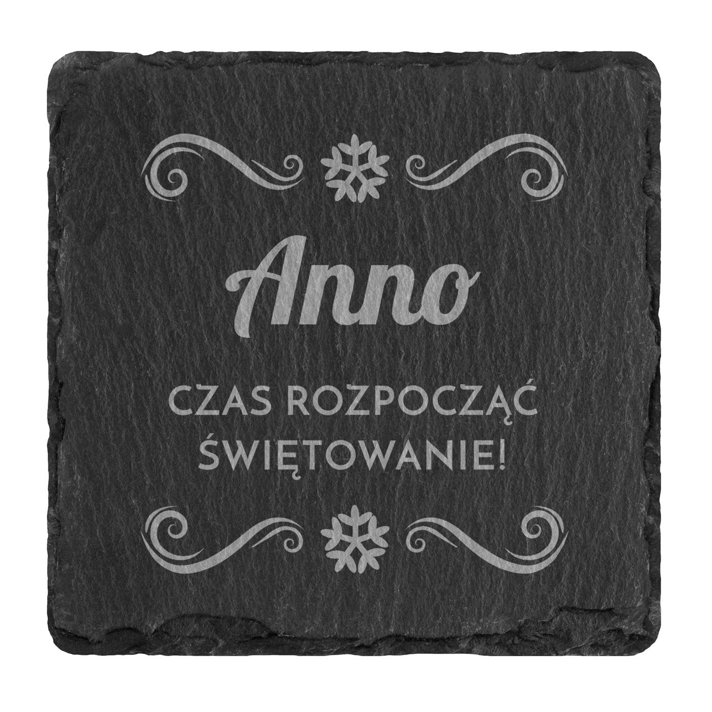 Kamienne podstawki pod kubek grafitowe z grawerem - zestaw x4 dla niej na święta