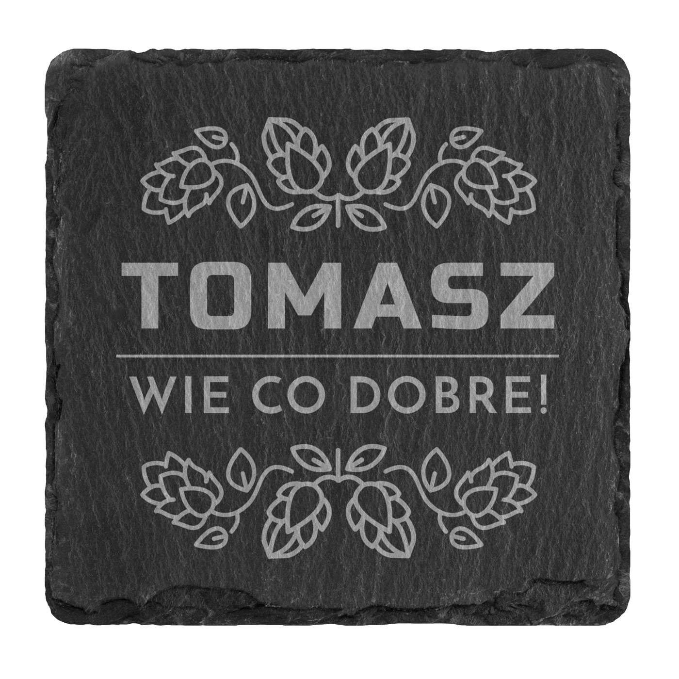 Kamienne podstawki pod kubek grafitowe z grawerem - zestaw x4 dla piwosza