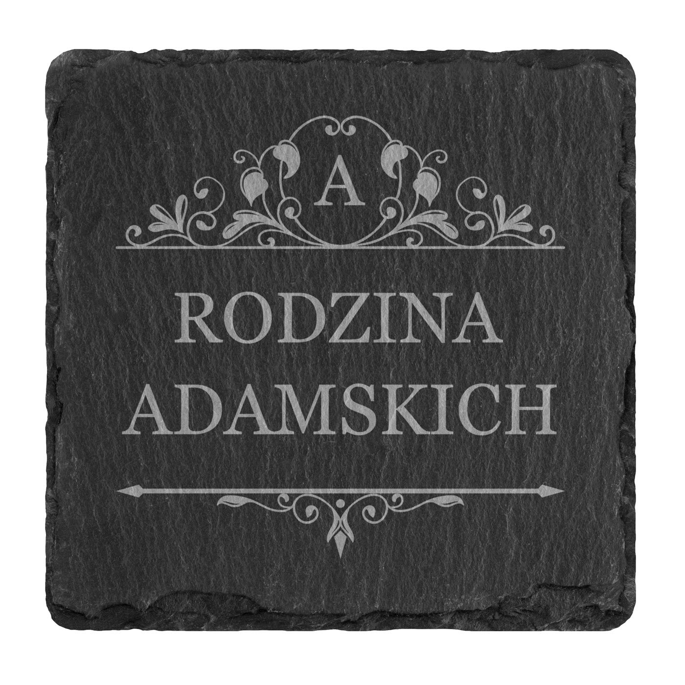 Kamienne podstawki pod kubek grafitowe z grawerem - zestaw x4 dla pary na ślub rocznicę parapetówkę