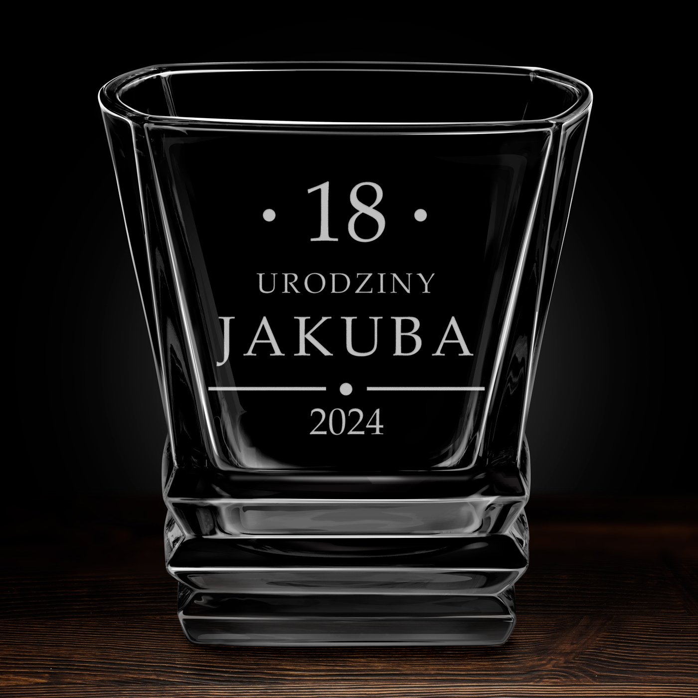 Szklanka do whisky geometric z grawerem dla niego na 18 urodziny