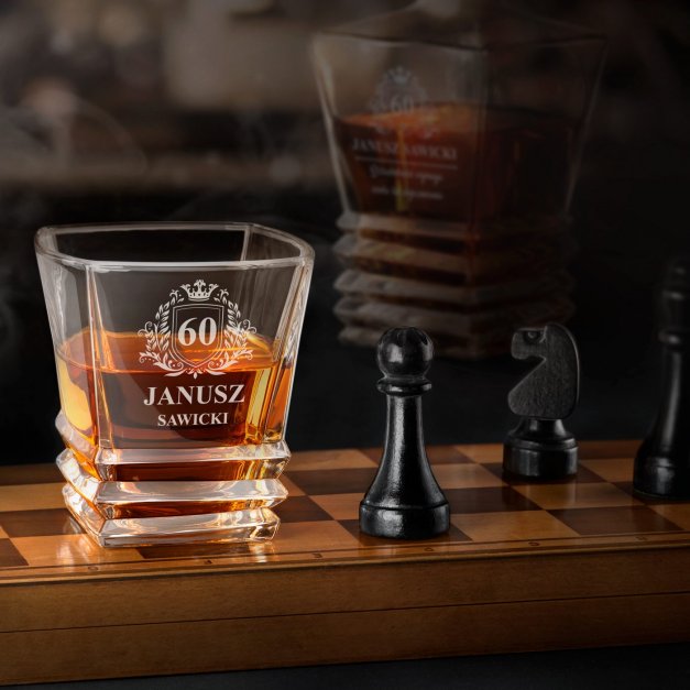 Szklanka do whisky geometric z grawerem dla niego na 60 urodziny