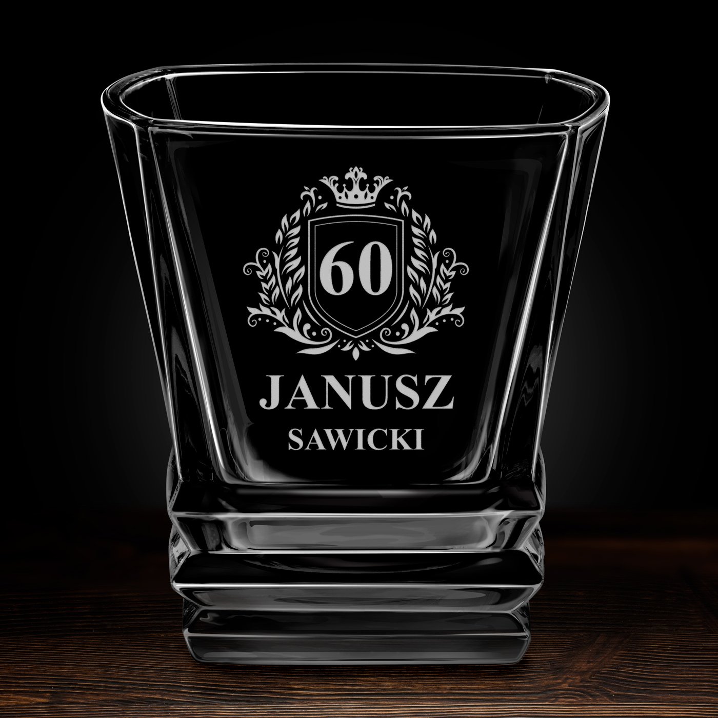 Szklanka do whisky geometric z grawerem dla niego na 60 urodziny