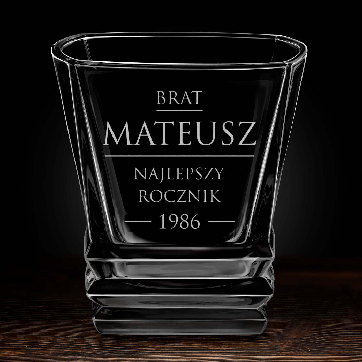 Szklanka do whisky geometric z grawerem dla brata na urodziny