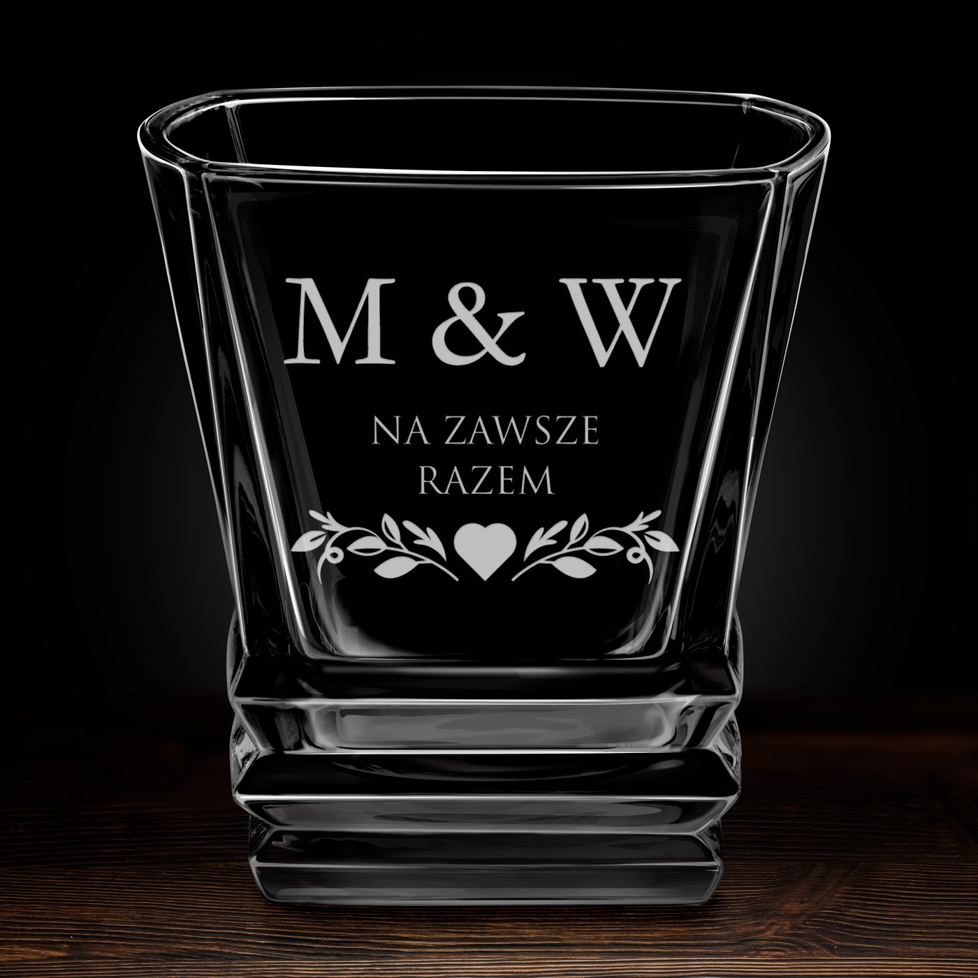 Szklanka do whisky geometric z grawerem dla pary na ślub rocznicę parapetówkę