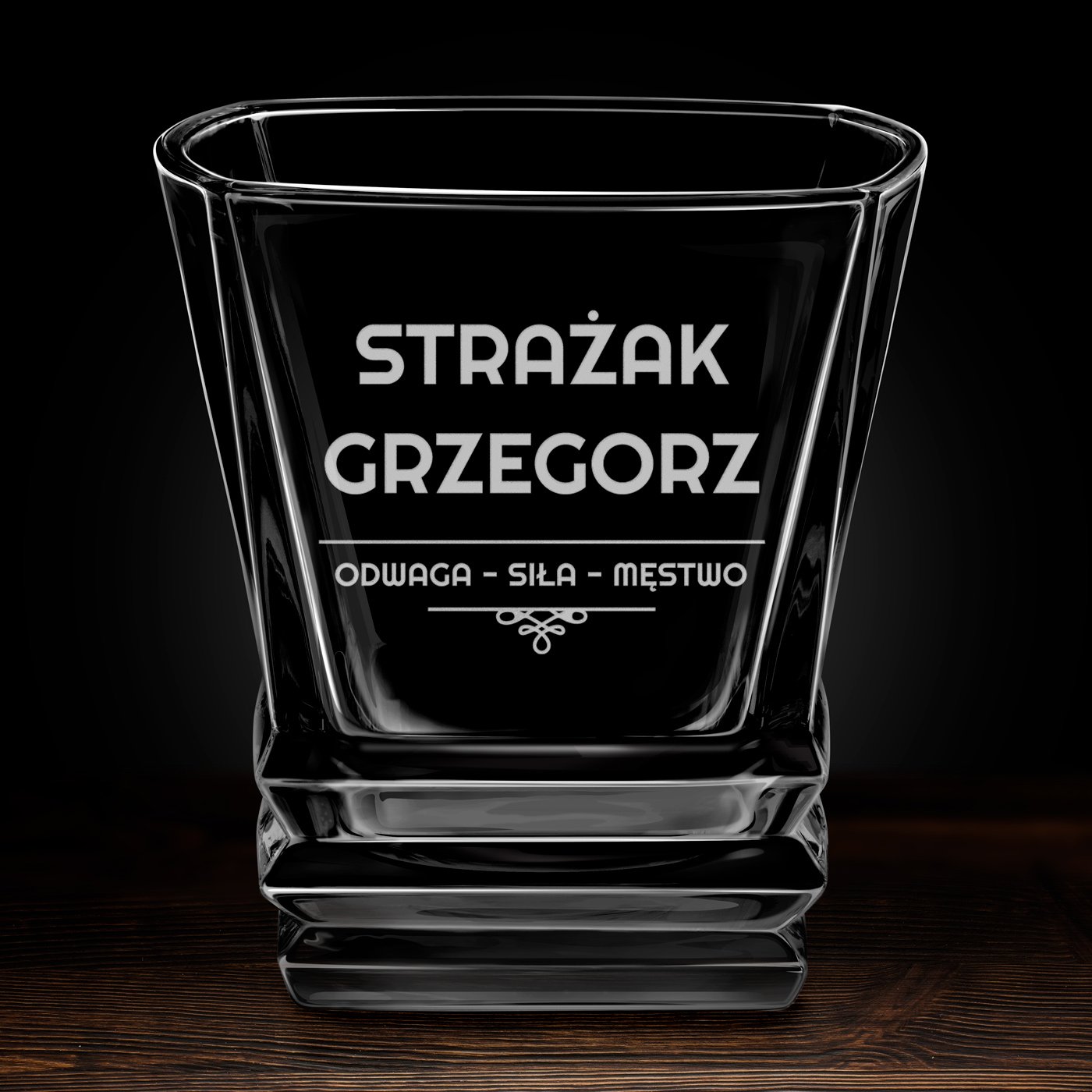 Szklanka do whisky geometric z grawerem dla strażaka