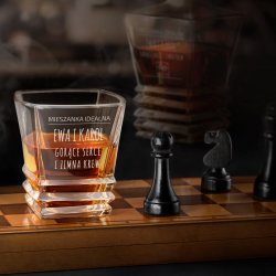 Szklanka do whisky geometric z grawerem dla pary na ślub rocznicę parapetówkę