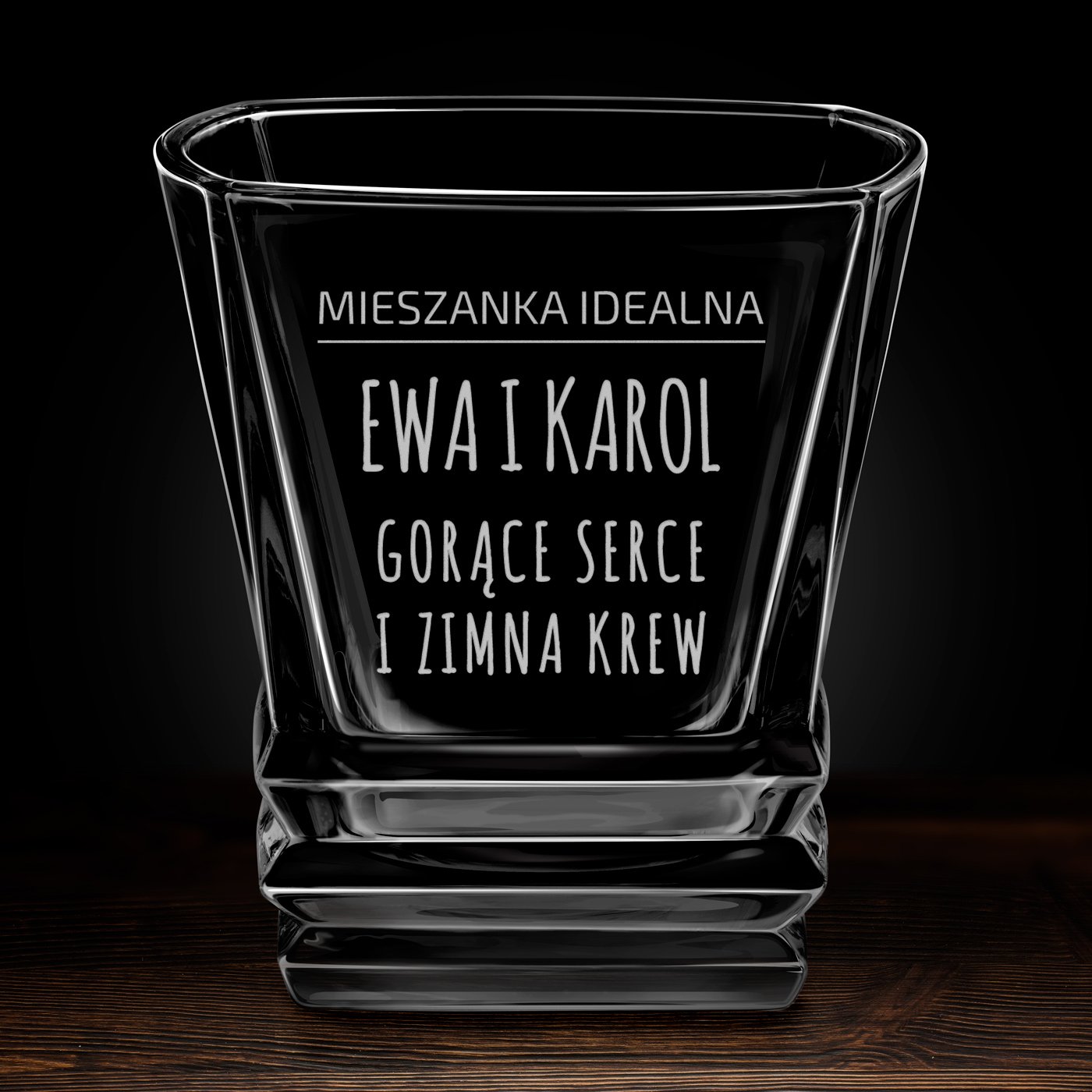 Szklanka do whisky geometric z grawerem dla pary na ślub rocznicę parapetówkę