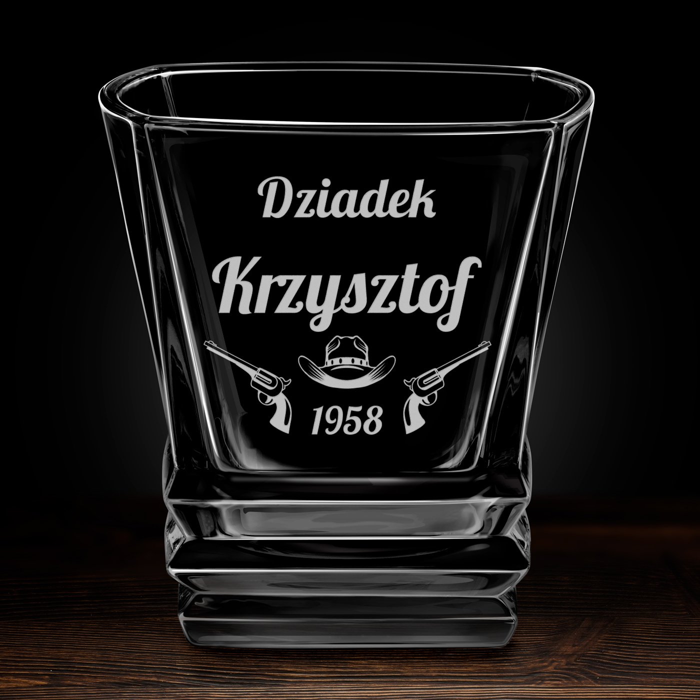 Szklanka do whisky geometric z grawerem dla dziadka na urodziny