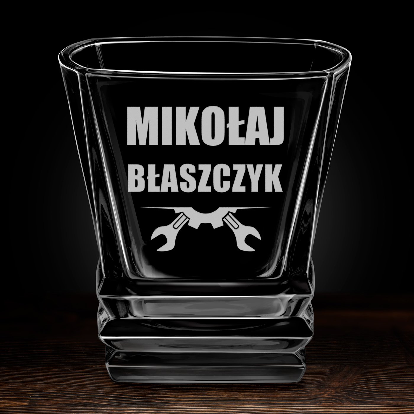 Szklanka do whisky geometric z grawerem dla mechanika majsterkowicza
