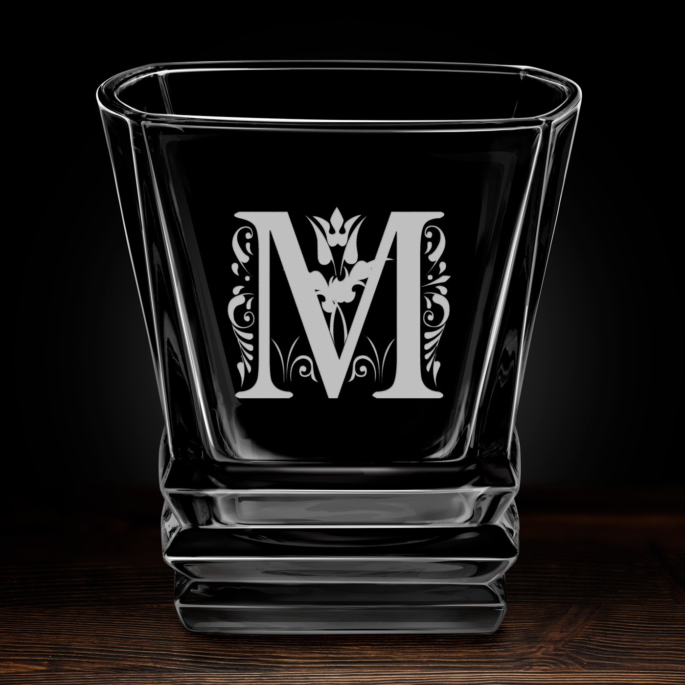 Szklanka do whisky geometric z grawerowanym inicjałem