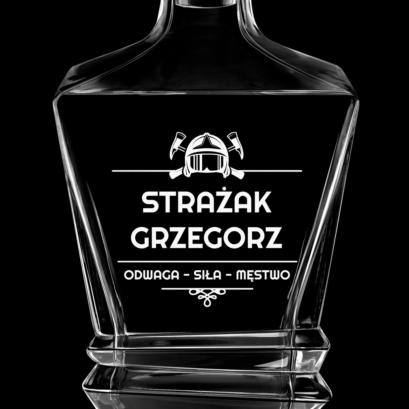 Karafka geometric z grawerem dla strażaka na imieniny