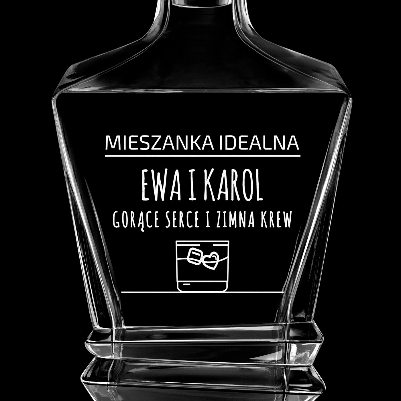 Karafka geometric z grawerem dla pary na ślub rocznicę parapetówkę